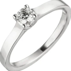 Ring Solitär Diamant 0.25Ct W/SI Brillant schlicht 585 Gold Weißgold Rosegold