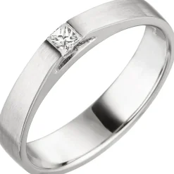 Ring Solitär mit Diamant 0.07Ct Brillant W/SI im Princess-Schliff 950 Platin