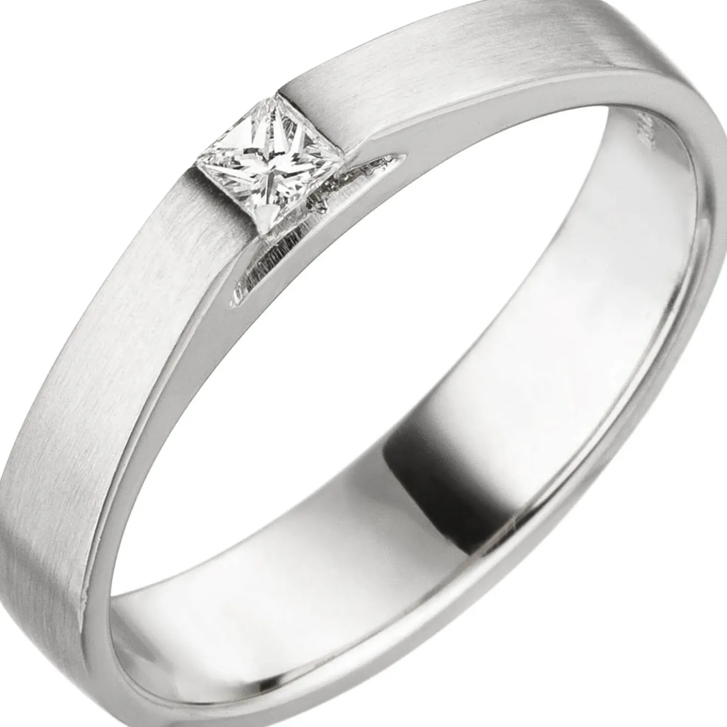 Ring Solitär mit Diamant 0.07Ct Brillant W/SI im Princess-Schliff 950 Platin
