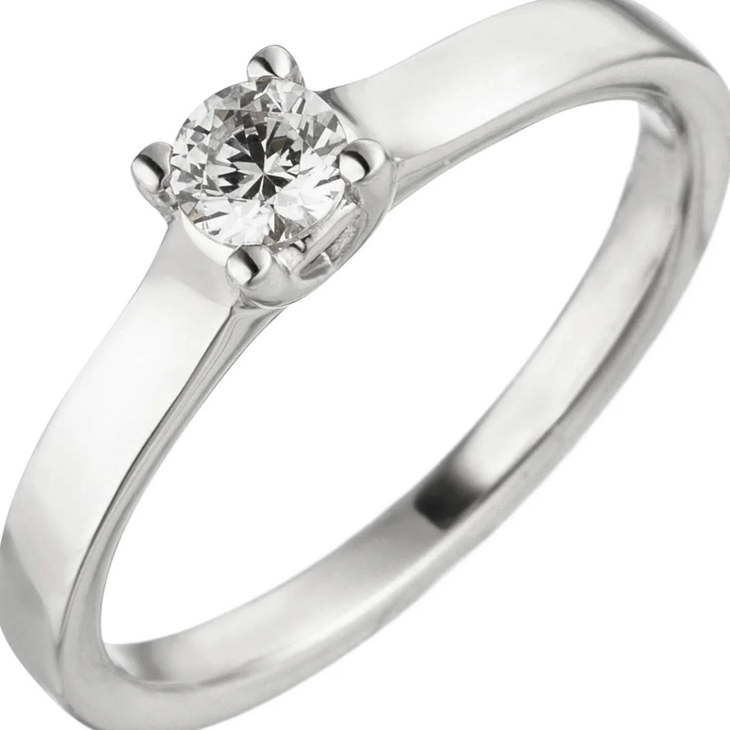 Ring Solitär mit Diamant 0.15Ct schlicht 585 Gold Weißgold Rosegold