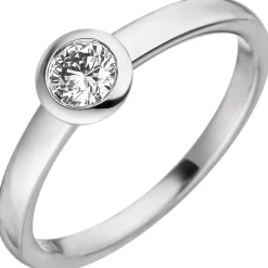Ring Solitär mit Diamant 0.25Ct TC/SI Brillant 585 Gold Weißgold Weißgoldring