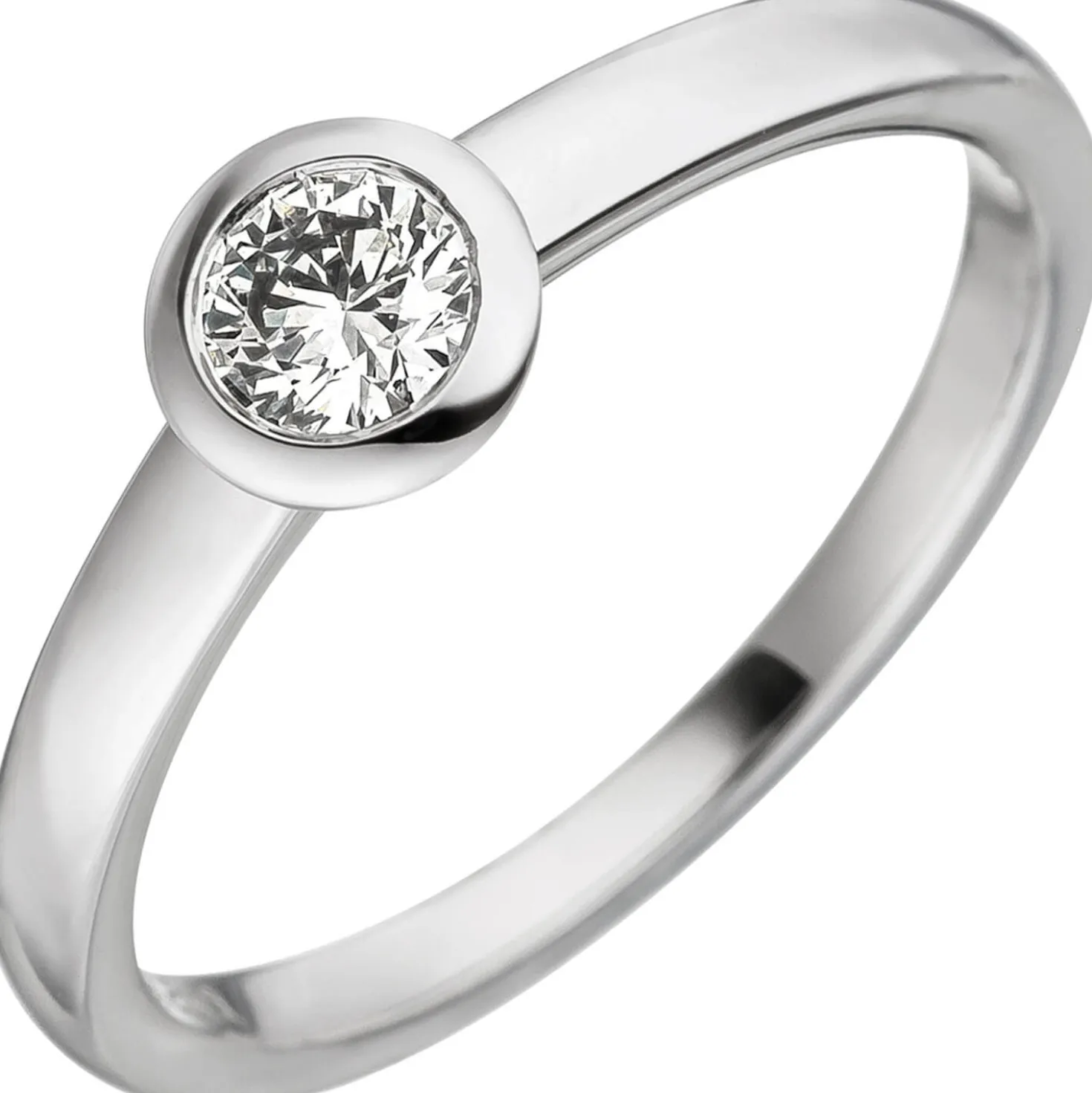 Ring Solitär mit Diamant 0.25Ct TC/SI Brillant 585 Gold Weißgold Weißgoldring