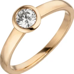 Ring Solitär mit Diamant 0.25Ct W/SI Brillant rund 585 Gold Rotgold Rosegold