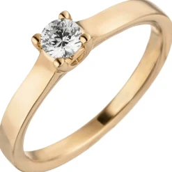 Ring Solitär mit Diamant 0.25Ct W/SI Brillant schlicht 585 Gold Rotgold Rosegold