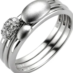 Ring 3-teilig aus 925 Silber mit 6 Zirkonia Silberring Fingerring Fingerschmuck