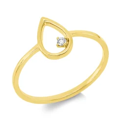 Ring Tropfen aus 750 Gold Gelbgold Brillant 0,02ct TW-SI B:9,5mm 4er-Krappe
