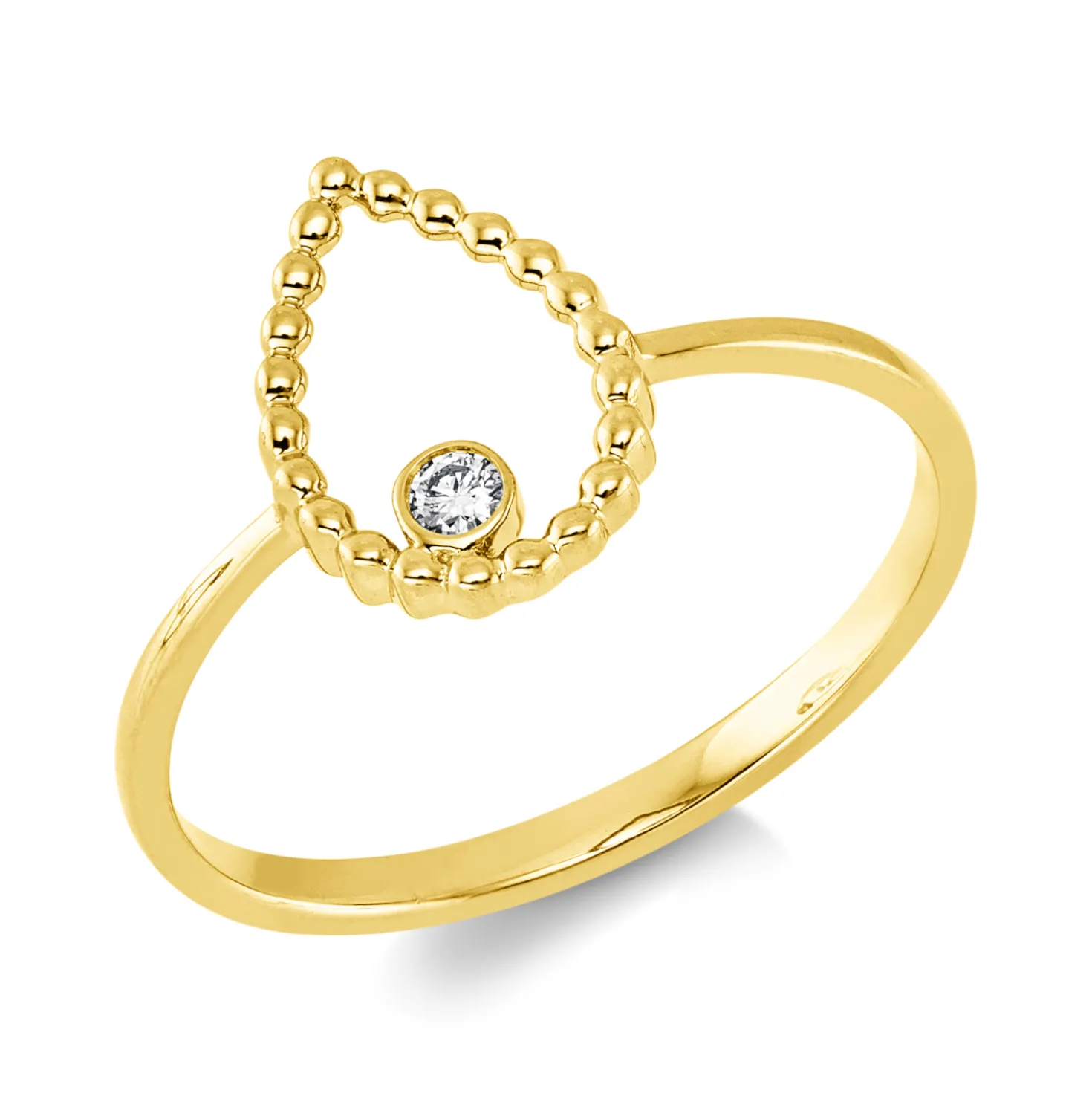 Ring Tropfen aus 750 Gold Gelbgold Brillant 0,03ct TW-SI B:10,9mm Zarge