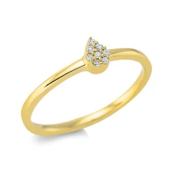 Ring Tropfen aus 750 Gold Gelbgold 8 Brillanten 0,04ct TW-SI B:4,8mm