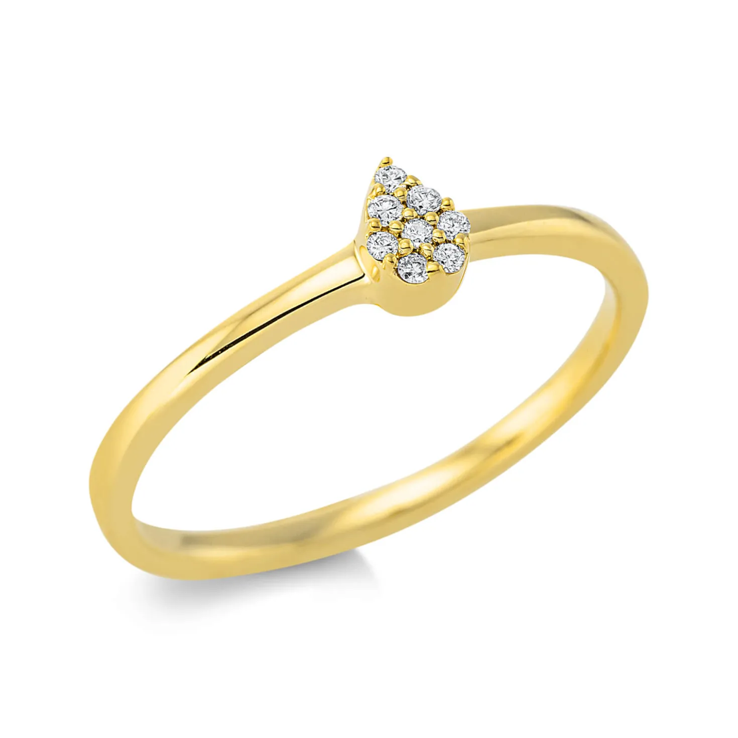 Ring Tropfen aus 750 Gold Gelbgold 8 Brillanten 0,04ct TW-SI B:4,8mm