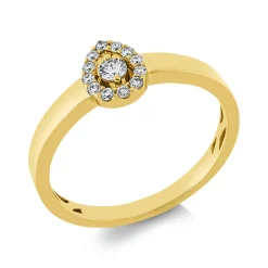 Ring Tropfen aus 750 Gold Gelbgold 13 Brillanten 0,16ct TW-SI B:7,2mm