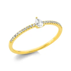 Ring Tropfen aus 750 Gold Gelbgold 25 Diamanten 0,19ct B:4,1mm