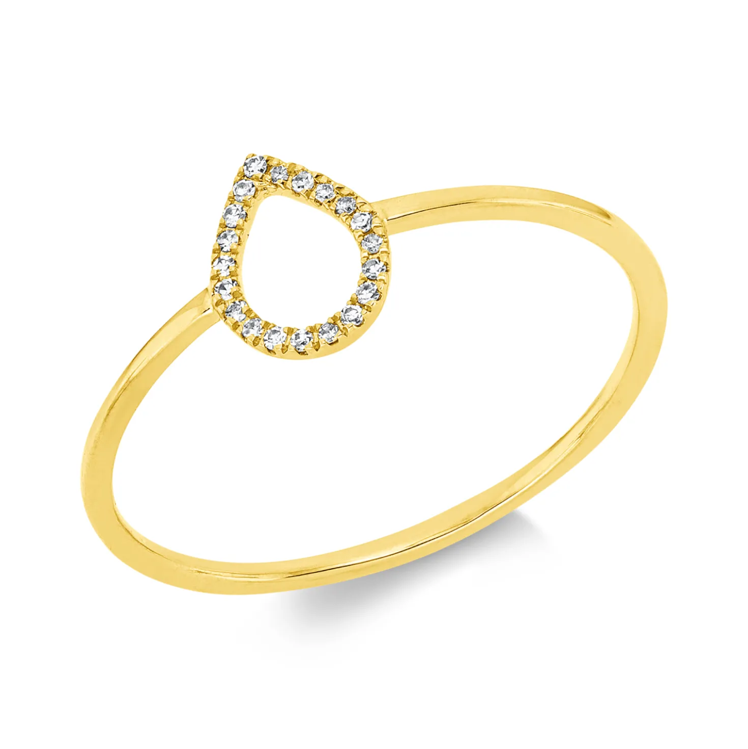 Ring Tropfen aus 750 Gold Gelbgold 20 Diamanten 0,04ct TW-SI B:7,4mm