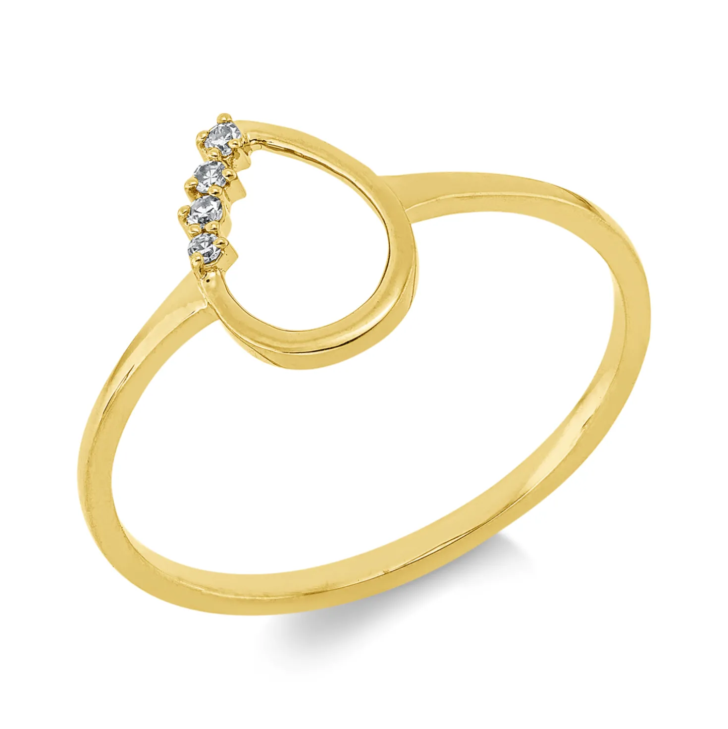 Ring Tropfen aus 750 Gold Gelbgold 4 Diamanten 0,03ct TW-SI B:9,6mm