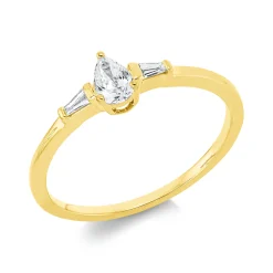 Ring Tropfen aus 750 Gold Gelbgold 3 Diamanten 0,25ct TW-SI B:5,2mm