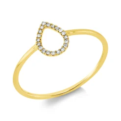 Ring Tropfen aus 750 Gold Gelbgold 20 Diamanten 0,04ct TW-SI B:7,8mm