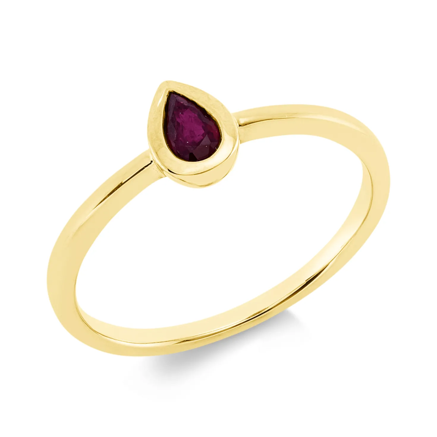 Ring Tropfen aus 750 Gold Gelbgold Rubin 0,24ct rot H:6,6mm Zarge