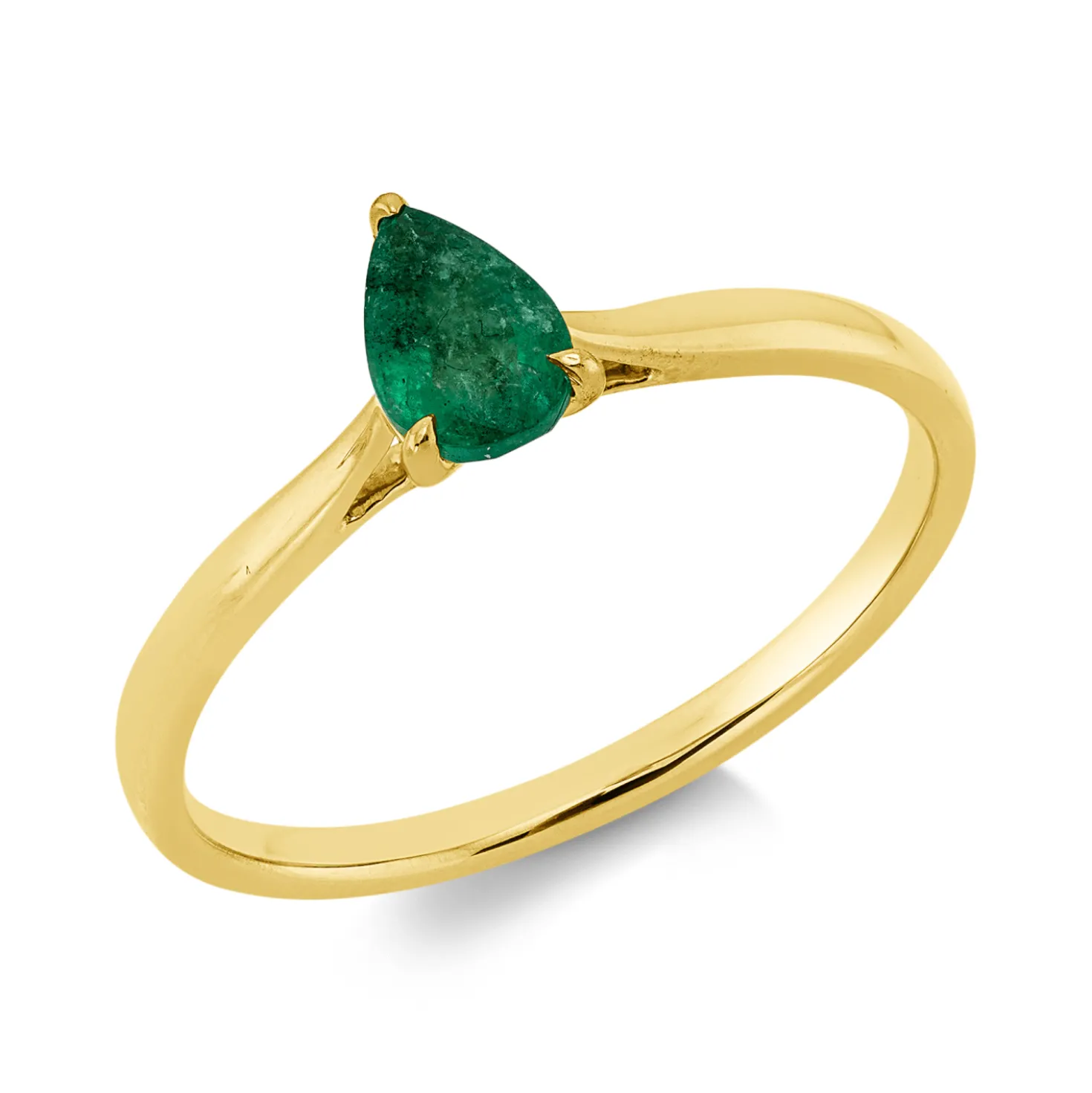 Ring Tropfen aus 750 Gold Gelbgold Smaragd 0,38ct grün B:6,5mm 3er-Krappe