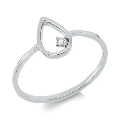 Ring Tropfen aus 750 Gold Weißgold Brillant 0,02ct TW-SI B:9,5mm 4er-Krappe