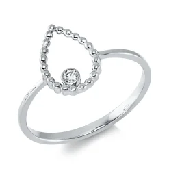 Ring Tropfen aus 750 Gold Weißgold Brillant 0,03ct TW-SI B:10,9mm Zarge