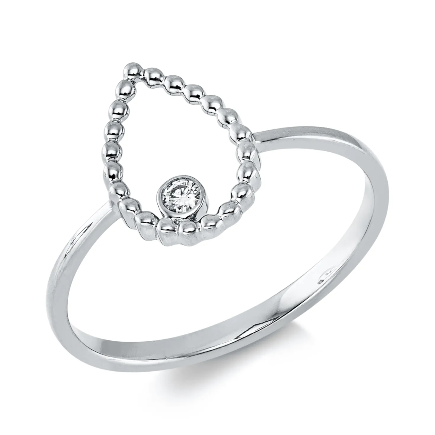 Ring Tropfen aus 750 Gold Weißgold Brillant 0,03ct TW-SI B:10,9mm Zarge