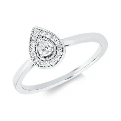 Ring Tropfen aus 750 Gold Weißgold 17 Diamanten 0,16ct B:8,7mm