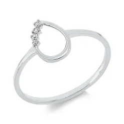 Ring Tropfen aus 750 Gold Weißgold 4 Diamanten 0,03ct TW-SI B:9,6mm