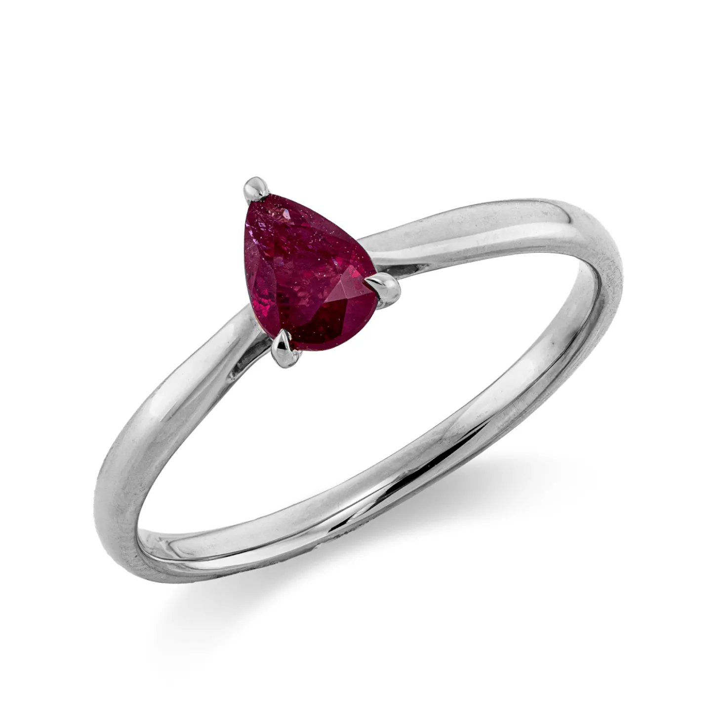 Ring Tropfen aus 750 Gold Weißgold Rubin 0,42ct rot B:6,5mm 3er-Krappe