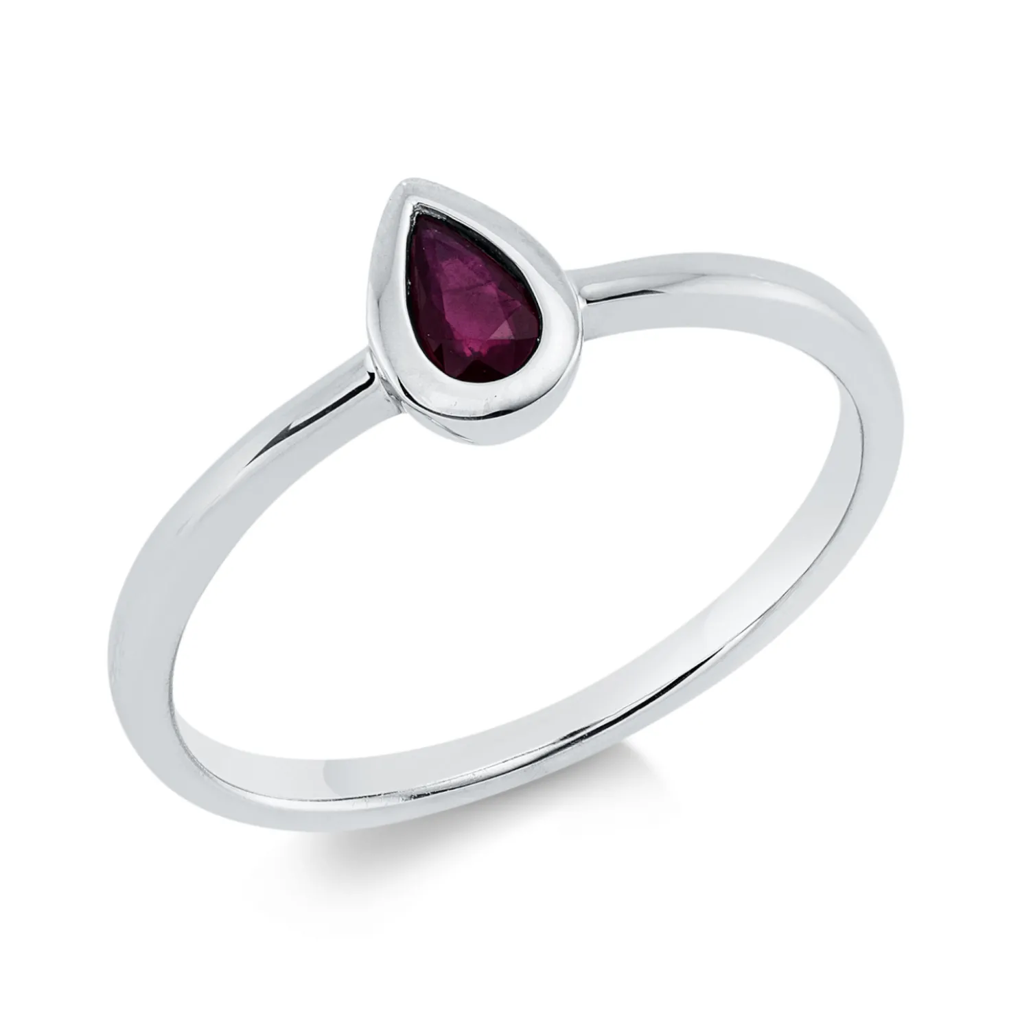 Ring Tropfen aus 750 Gold Weißgold Rubin 0,25ct rot H:6,6mm Zarge