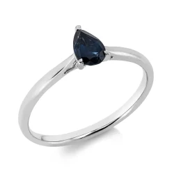 Ring Tropfen aus 750 Gold Weißgold Saphir 0,47ct blau B:6,2mm 3er-Krappe