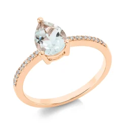 Ring Tropfen 750 Rotgold Amethyst 1,03ct grün 20 Diamanten 0,07ct TW-SI B:8,9mm