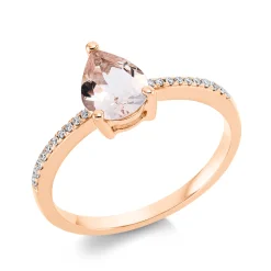 Ring Tropfen 750 Rotgold Morganit 0,81ct rosa 20 Brillanten 0,08ct TW-SI B:8,7mm