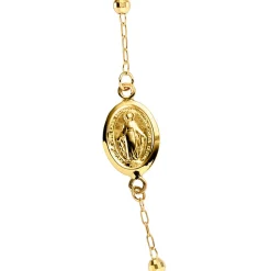 Rosenkranz Kette mit Amulett & Kreuz aus 585 Gold gelb/weiß/rot 45cm