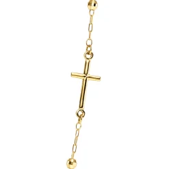 Rosenkranz Kette mit Amulett & Kreuz aus 585 Gold gelb/weiß/rot 45cm