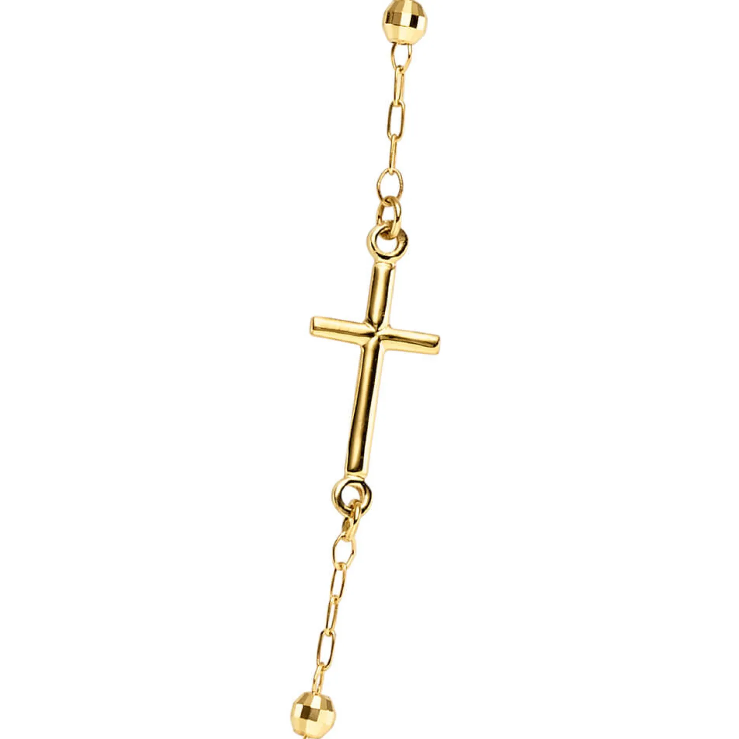 Rosenkranz Kette mit Amulett & Kreuz aus 585 Gold gelb/weiß/rot 45cm