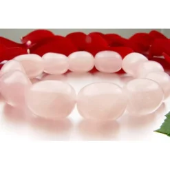 Rosenquarzarmband, Armband aus echtem Rosenquarz, rosè, dehnbar