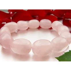 Rosenquarzarmband, Armband aus echtem Rosenquarz, rosè, dehnbar