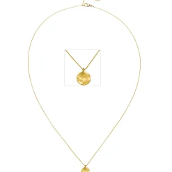 Rundankerkette Collier 750 Gold Gelbgold mit Anhänger rund matt gehämert 45cm