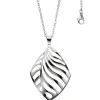Rundankerkette Collier mit Anhänger Halsschmuck, Blattsilhouette Edelstahl, 47cm