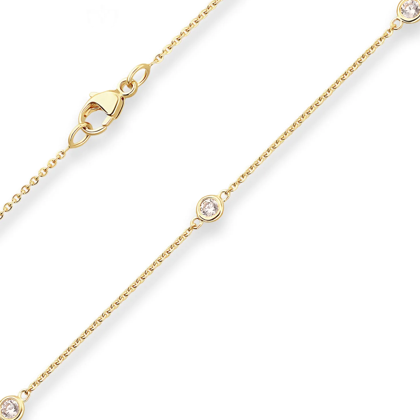 Rund-Ankerkette Goldkette mit Zirkonia Collier aus 585 Gold Gelbgold 45cm
