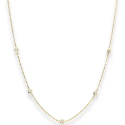 Rund-Ankerkette Goldkette mit Zirkonia Collier aus 585 Gold Gelbgold 45cm