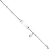 Schildband Babyfüße mit Panzerkette 14cm aus 925 Silber, rhodiniert teilmatt