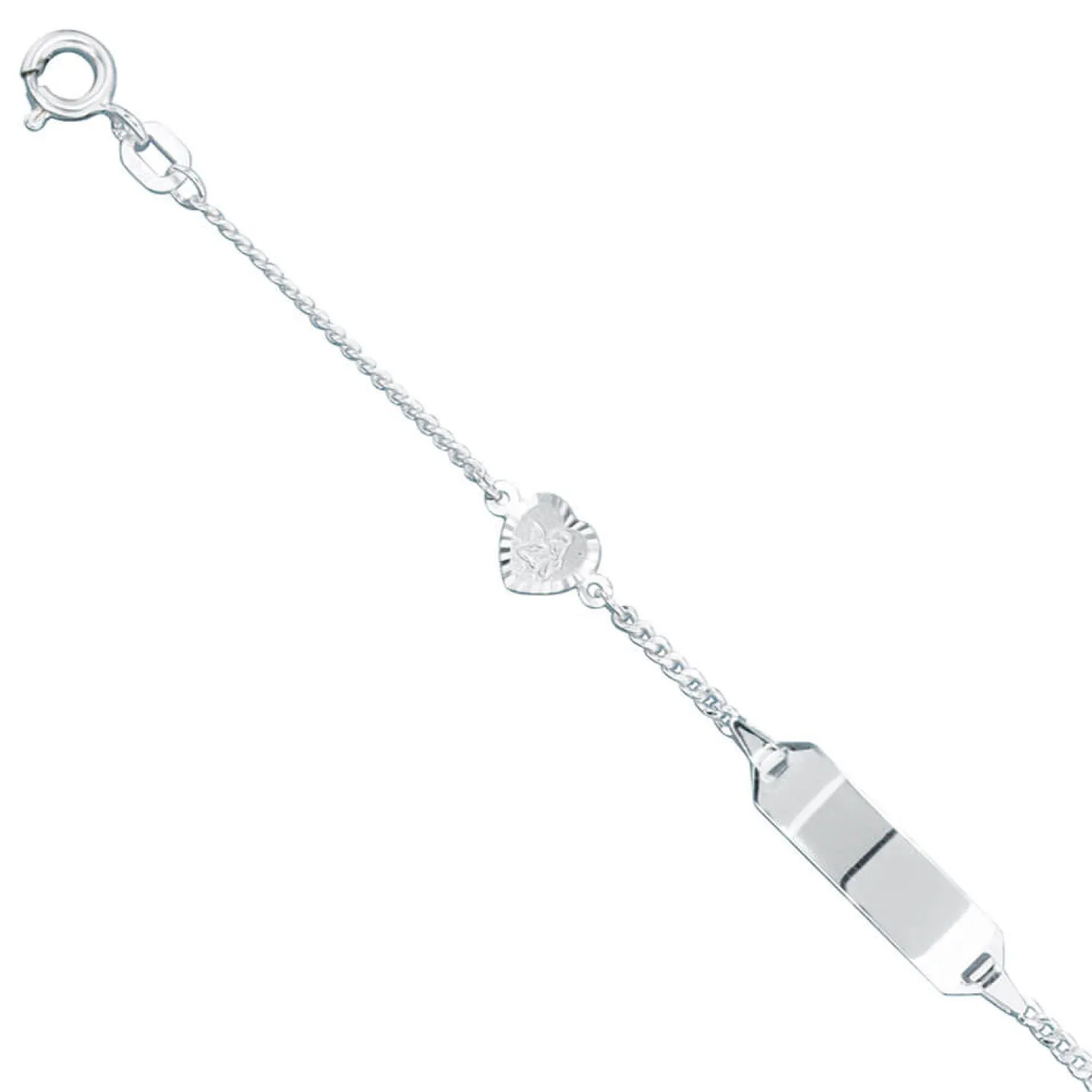 Schildband mit Schutzengel Panzer-Armband aus 925 Silber 14cm Kinder