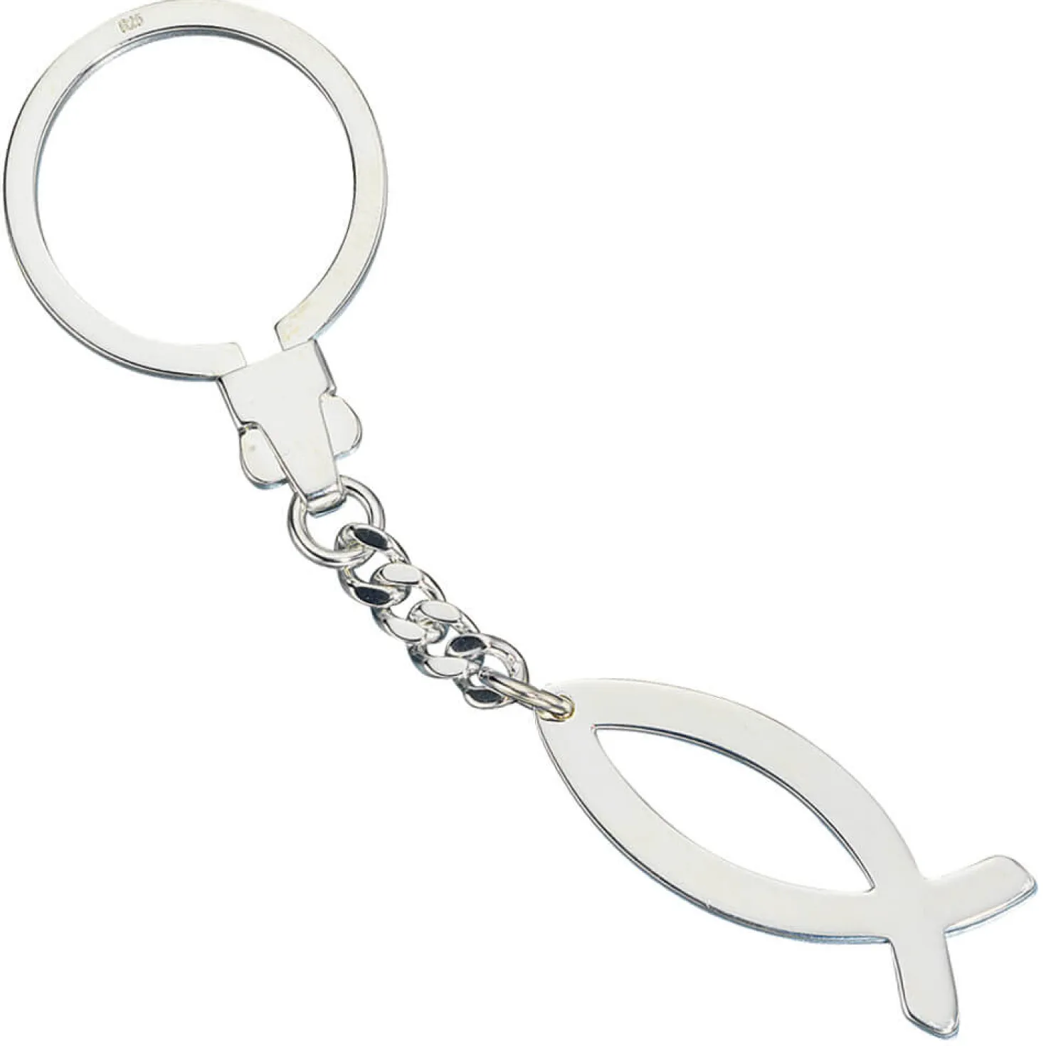 Schlüsselanhänger Jesus Fischsymbol Ichthys Fisch 925 Silber Unisex