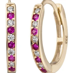 Schmale Creolen 1,6x12mm aus 333 Gelbgold mit 20 Zirkonia weiß Ohrringe oval