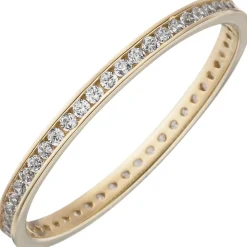 Schmaler Memory Ring aus 333 Gold Gelbgold mit Zirkonia rundum zeitlos Damen