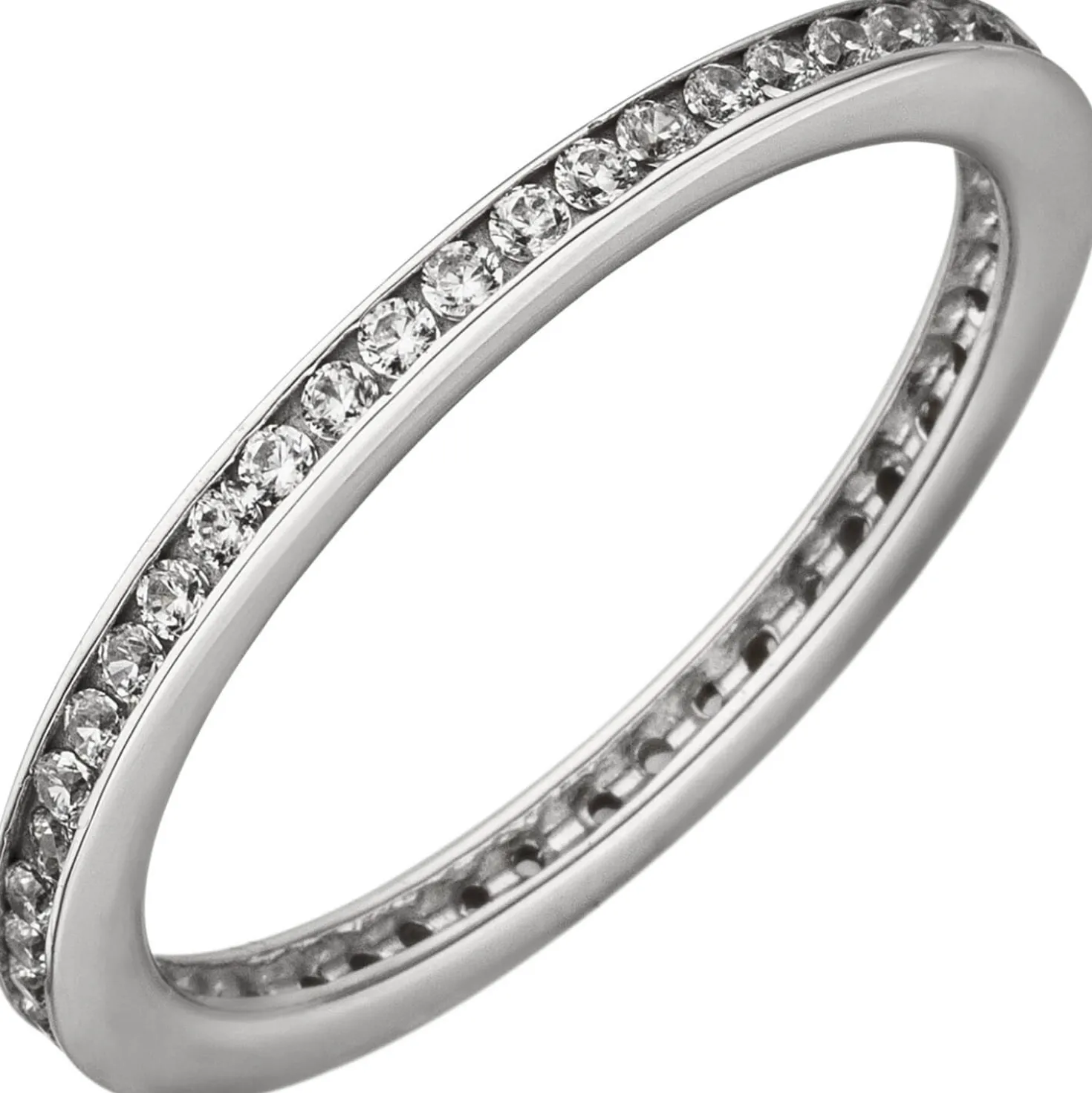 Schmaler Ring Memoryring aus 925 Silber weiße Zirkonia rundum 1,9mm breit