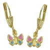 Schmetterling - Ohrringe Ohrhänger 22x7,5mm Brisur aus 375 Gelbgold Kinder