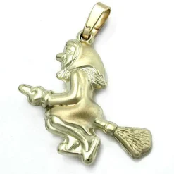 Schmuckanhänger Kettenanhänger 20x22mm Hexe 14Kt 585 Gelbgold Halsschmuck Damen