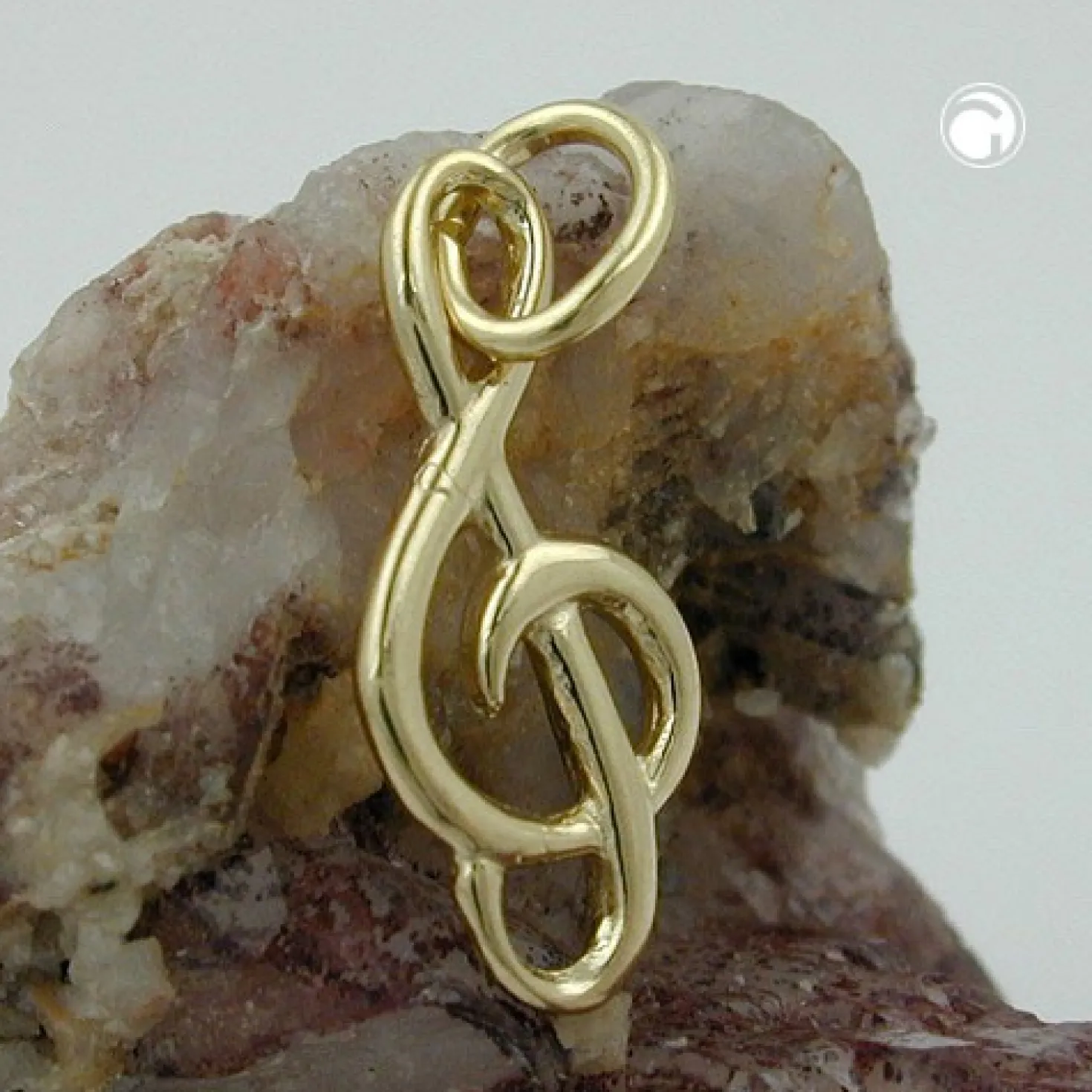 Schmuckanhänger Notenschlüssel 14Kt 585 Gold Gelbgold Halsschmuck Unisex
