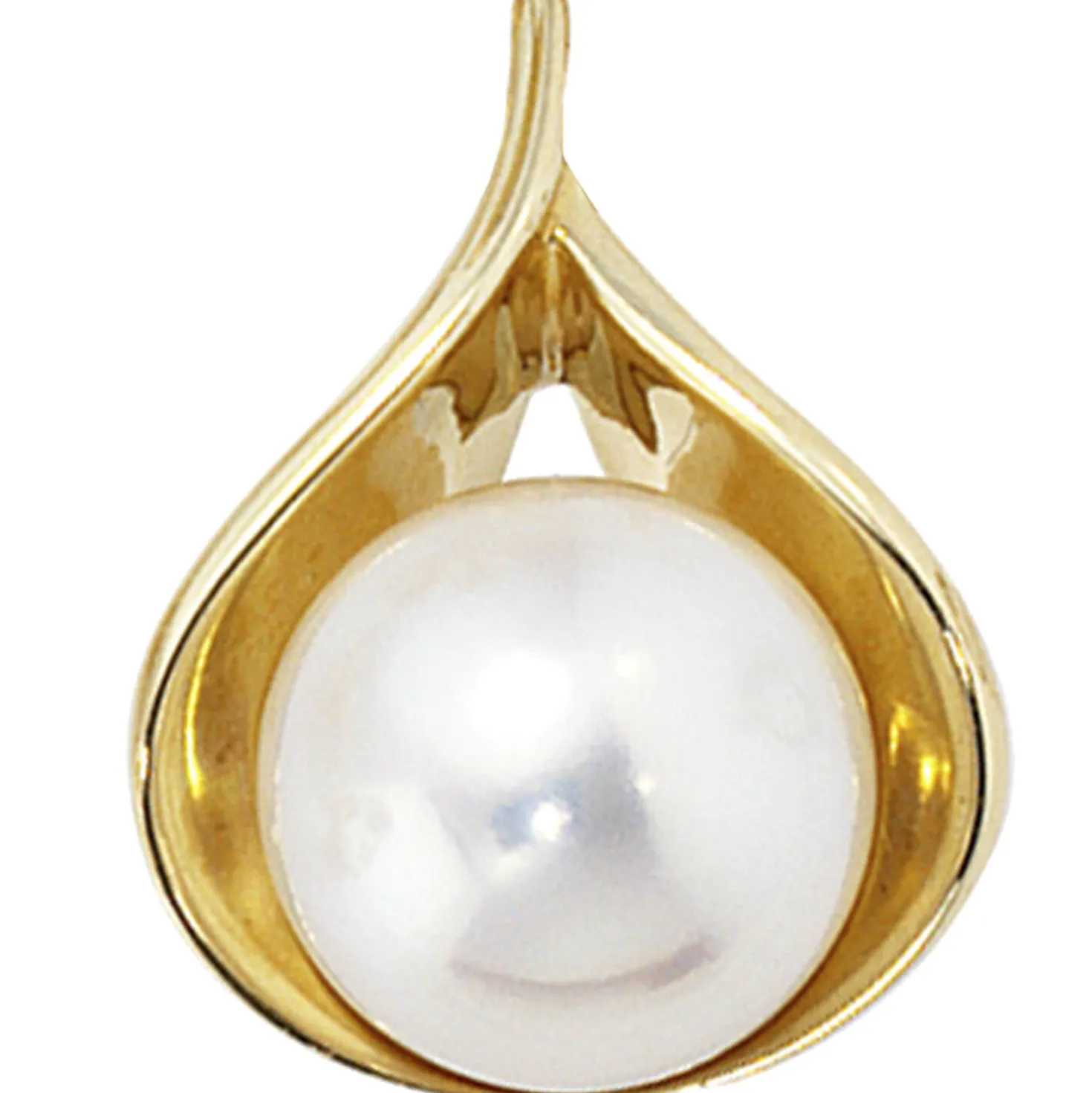 Schmuck Anhänger 13,5x17,9mm aus 585 Gold Gelbgold mit Süßwasser-Zuchtperle